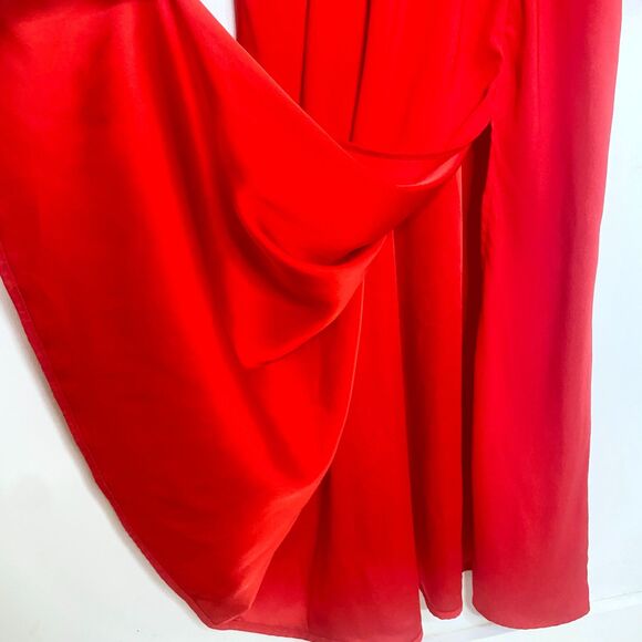 La Ligne X Target Red Smocked Bodice Long Sleeved Square Neck Midi Dress - Picture 3 of 7